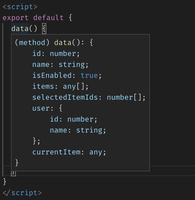 Inferred type data object