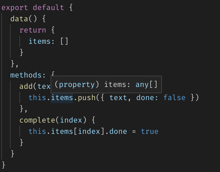 VS Code type inference in Vue components written in JavaScript