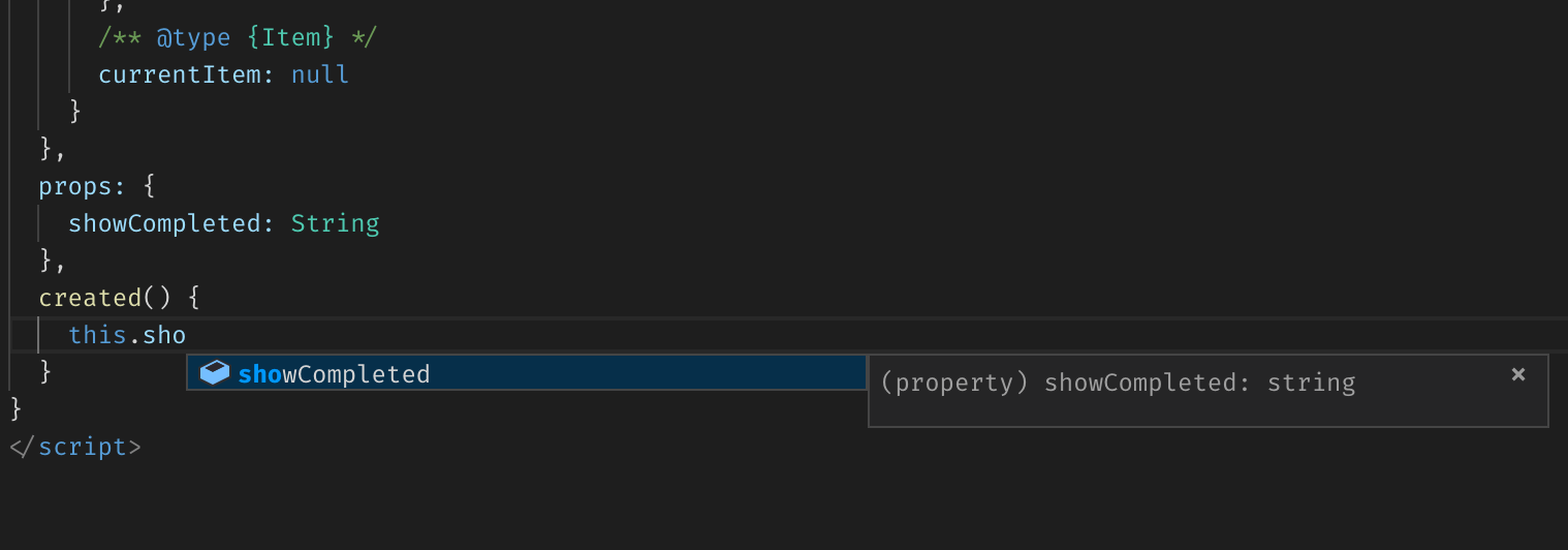 Vue component options with props as object map of types