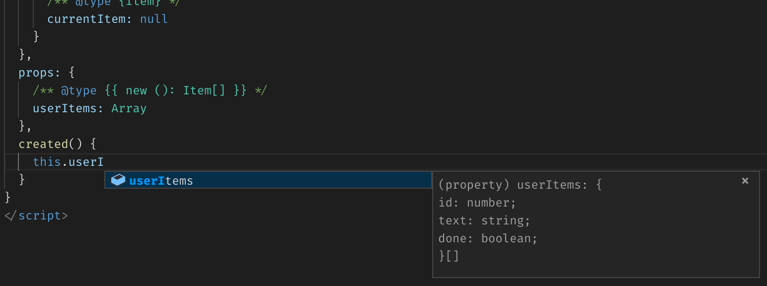 Vue component options with props as object map of types having complex types